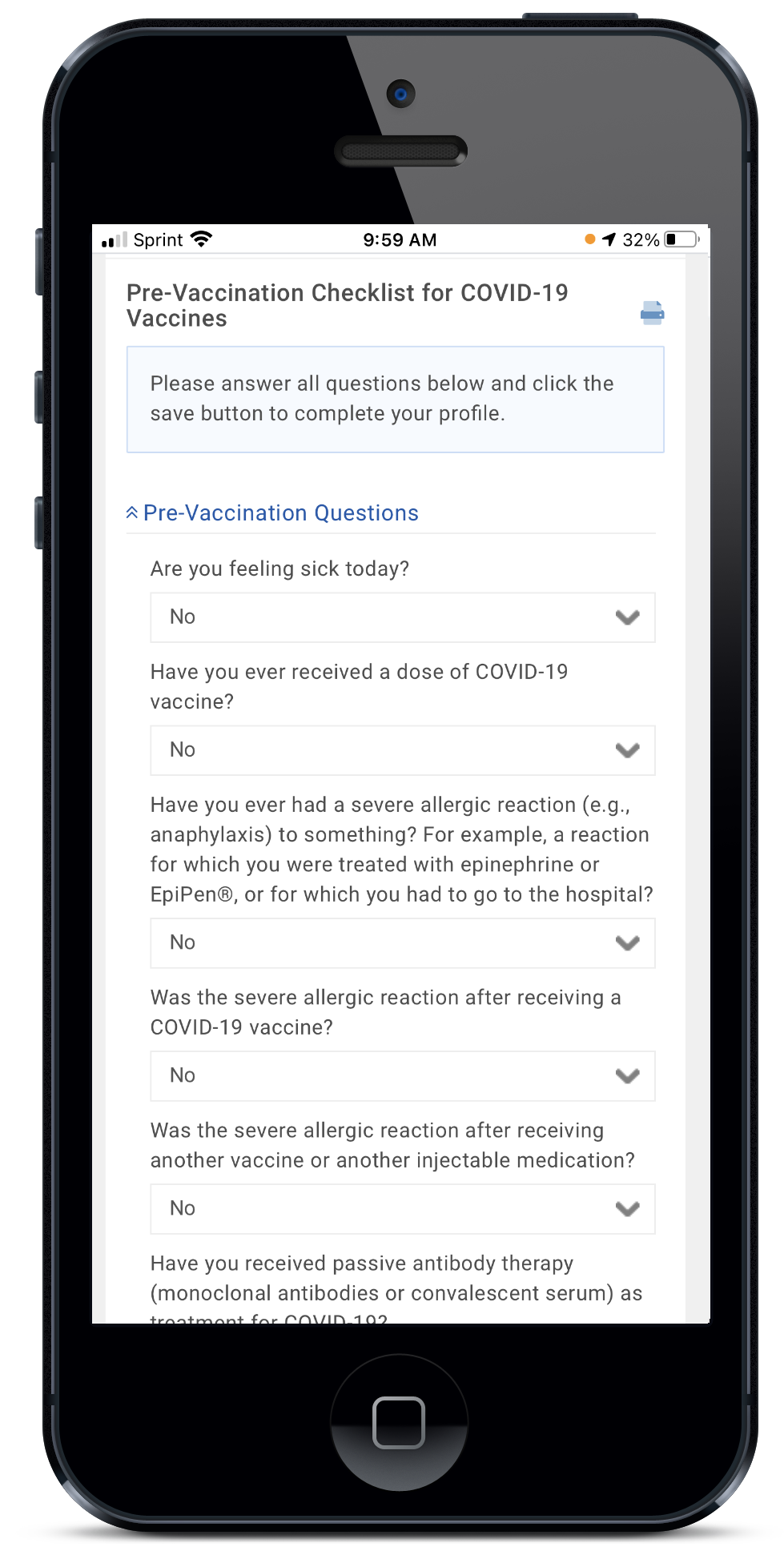 DragonflyPHD Pre-Vaccination Checklist