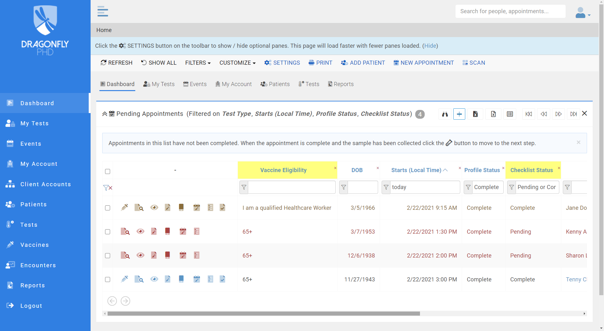 DragonflyPHD Vaccine Dashboard